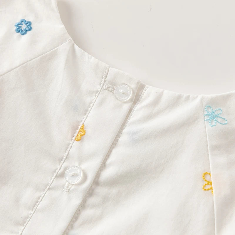 Two-Piece Girls Flower Thin Top Shorts Set