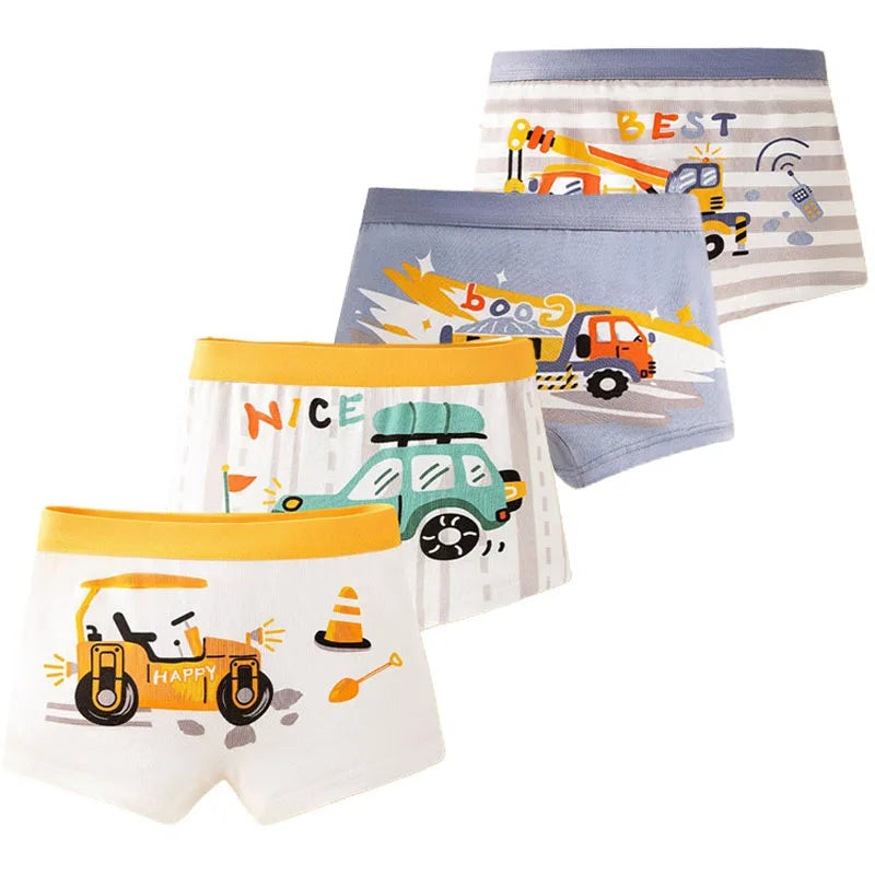 Bird_4 Pcs/Lot Children Panties Cotton Underwear For Boys 3-14 Years