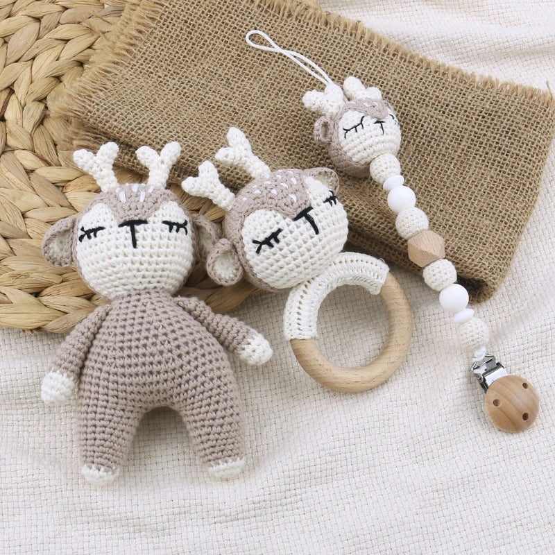 Joy_ Baby Pacifier Clips Teething Bracelets Crochet Elk Soother Holder Chain