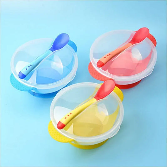 JOY_Baby Bowl Set Training Bowl Spoon Tableware Set Dinner Bowl Learning Dishes with Suction Cup Children Training Dinnerware