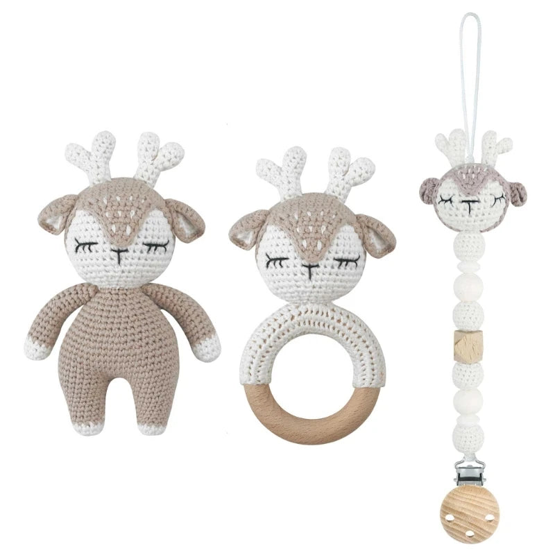 Joy_ Baby Pacifier Clips Teething Bracelets Crochet Elk Soother Holder Chain