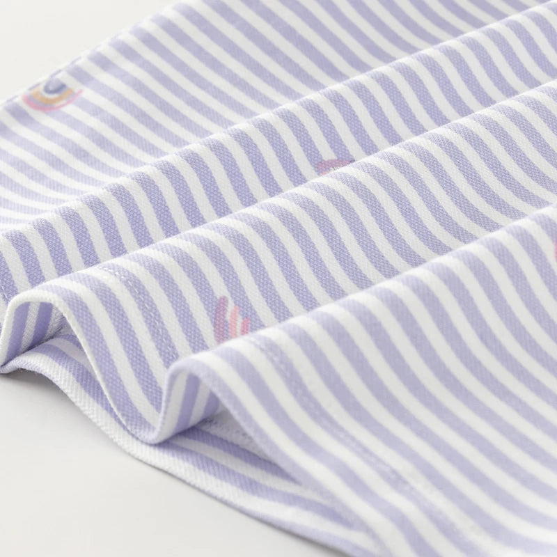 Little one_ Girls Short Sleeved Polo Shirt with Lapel T-shirt Summer Children's Clothing Kid Rainbow Print Top