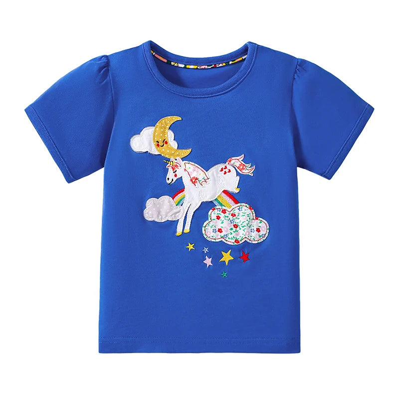 Little one_ Baby Girls Children's Clothing  Summer Clothes Toddler Lotus Leaf SleeveCartoon Ballet T Shirts