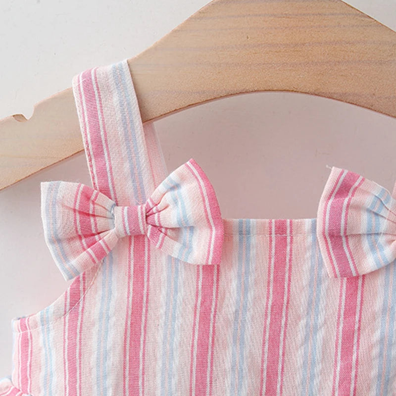 Summer  Bow Baby Girl Dress, Hat