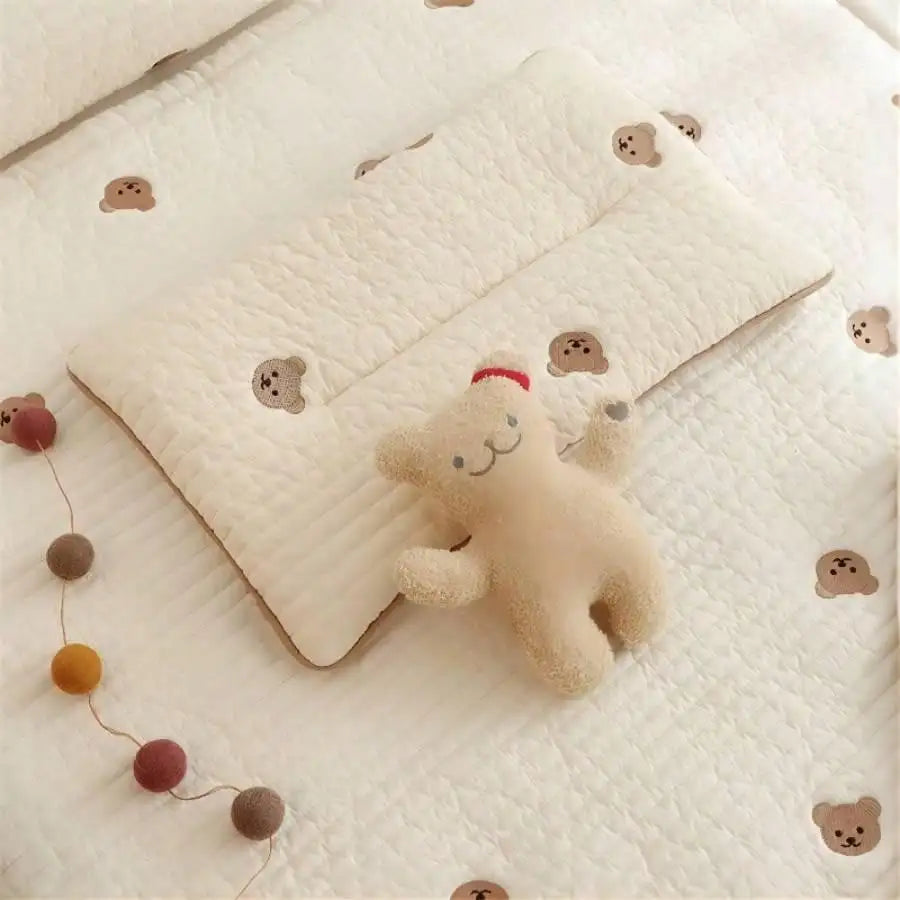 Joy _ baby embroidered bear quilted pillow