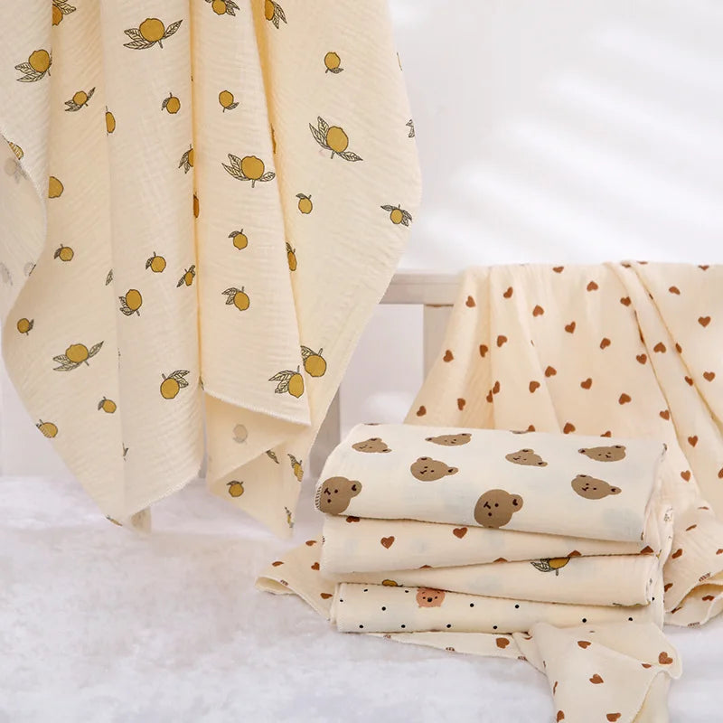 Joy_Cotton Muslin Cute Cartoon Printing Baby Swaddle Blanket