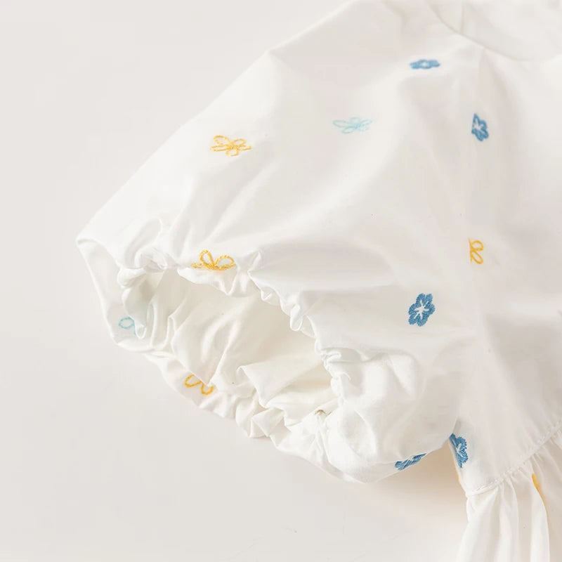 Two-Piece Girls Flower Thin Top Shorts Set