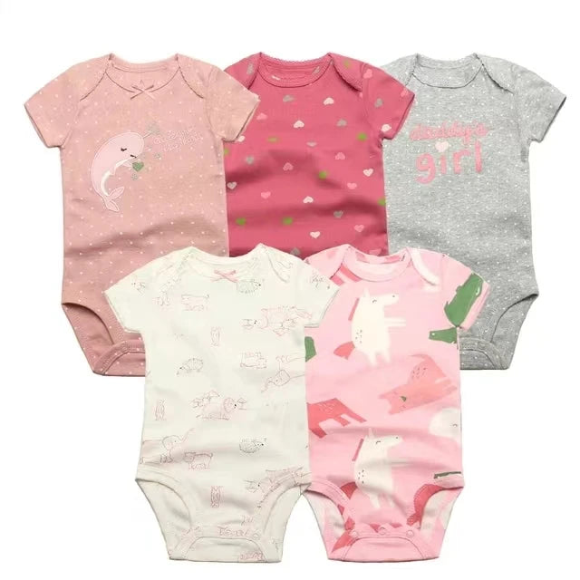 5PCS/Lot Baby Boys& Girls Bodysuits 100% Cotton