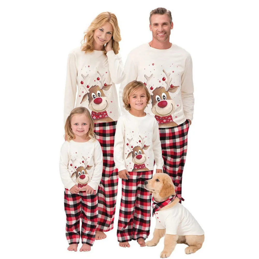 Family Christmas Pajamas Mom Dad Kids Matching Clothing Set Baby Romper Pjs