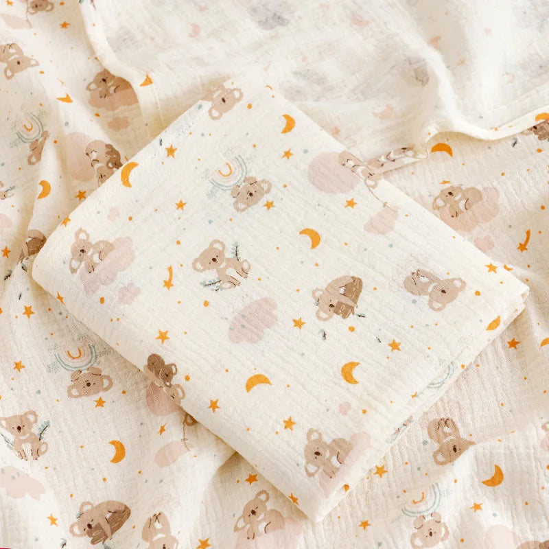 Joy_Cotton Muslin Cute Cartoon Printing Baby Swaddle Blanket