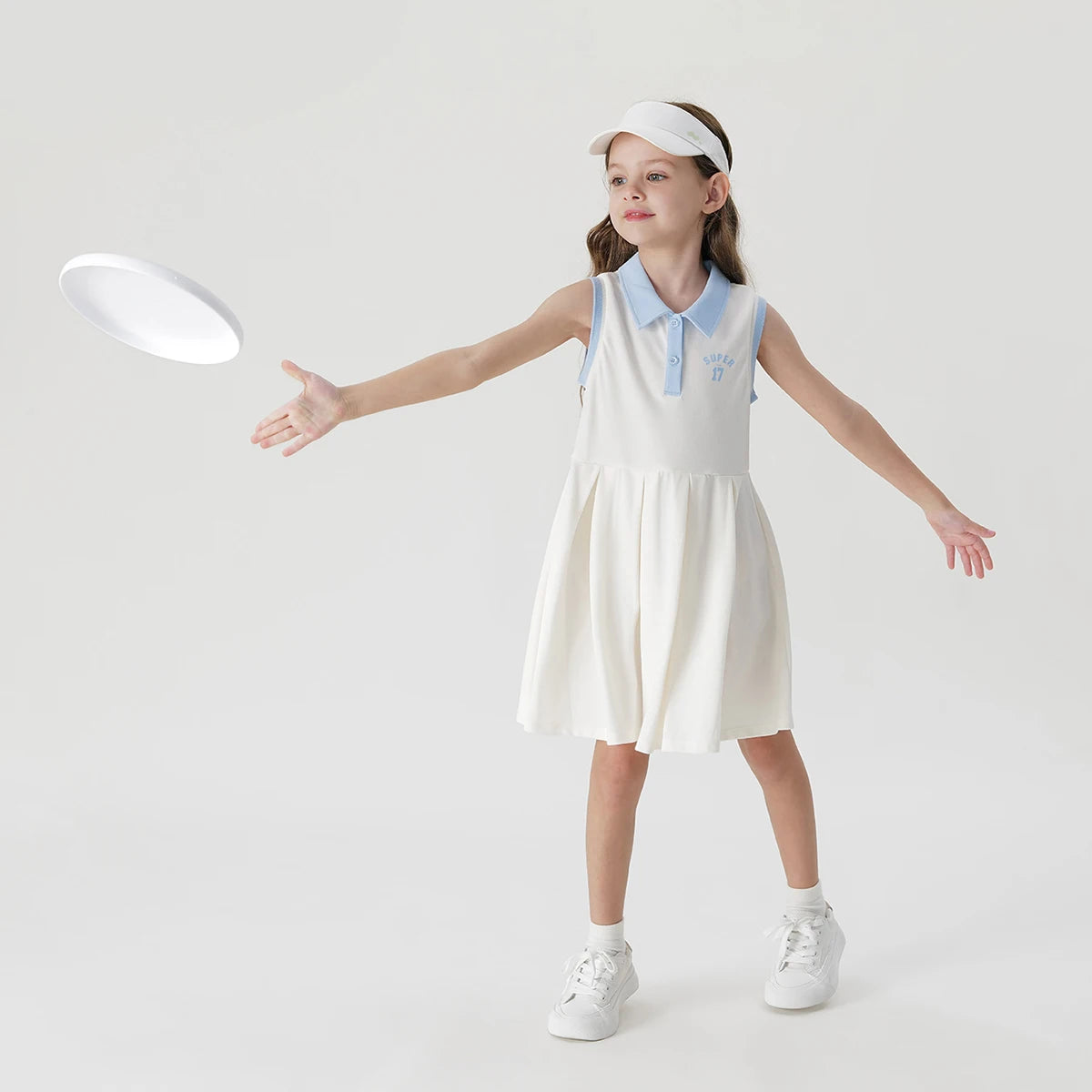 MARY_ Girls Printed Sleeveless Breathable Sports Polo Dress