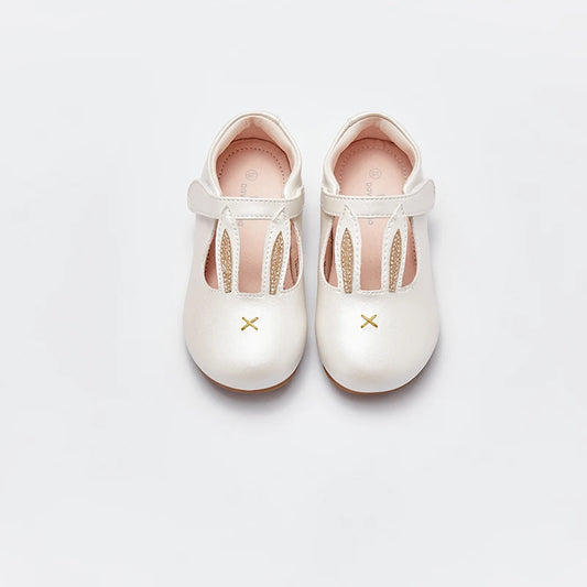 JOY_ Girl's Princess Autumn Leather White Rabbit Ears Design Kids Shoes R