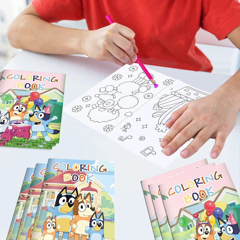 6/12/24pcs Bluey Bingo Anime Figure Coloring Drawing Book