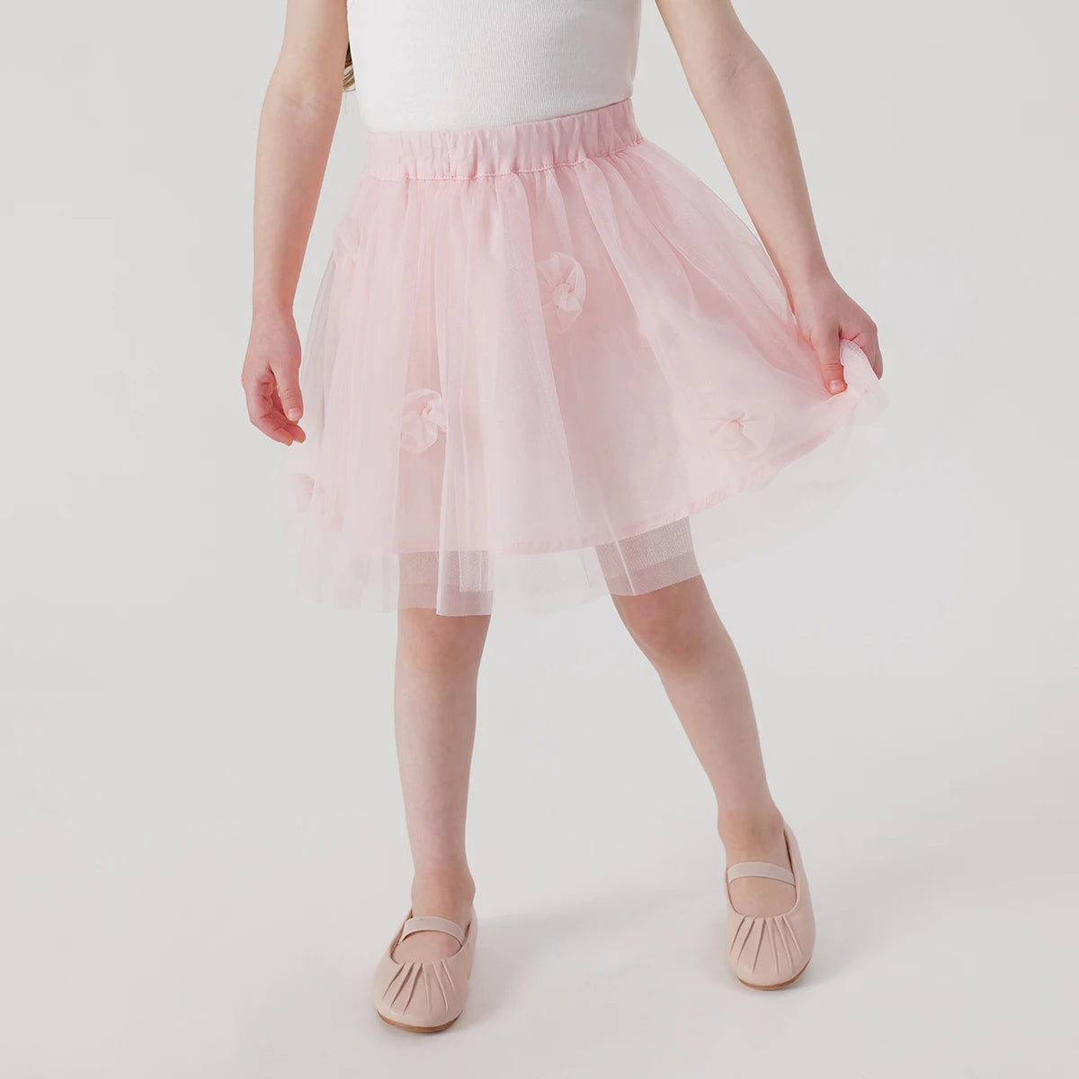 PRETTY_ Girls Floral Mesh Skirt Pleated Skirt Kids Skirt for Summer