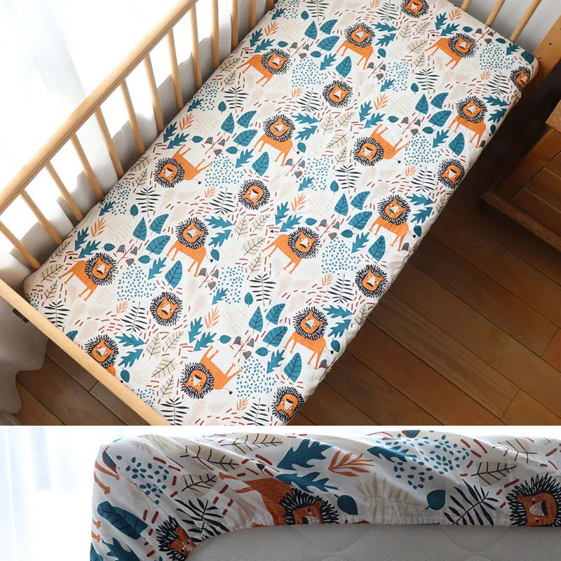 Little one_130x70cm 100% Cotton Baby Crib Fitted Sheet For Newborn