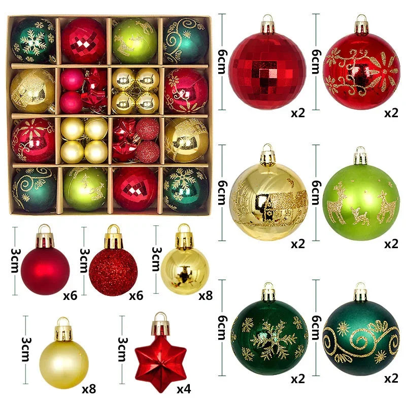 PVC Christmas Ball Set Christmas Decoration Pendant Home Party Holiday Decor Balls Gift Window Christmas Tree Hanging Ornaments