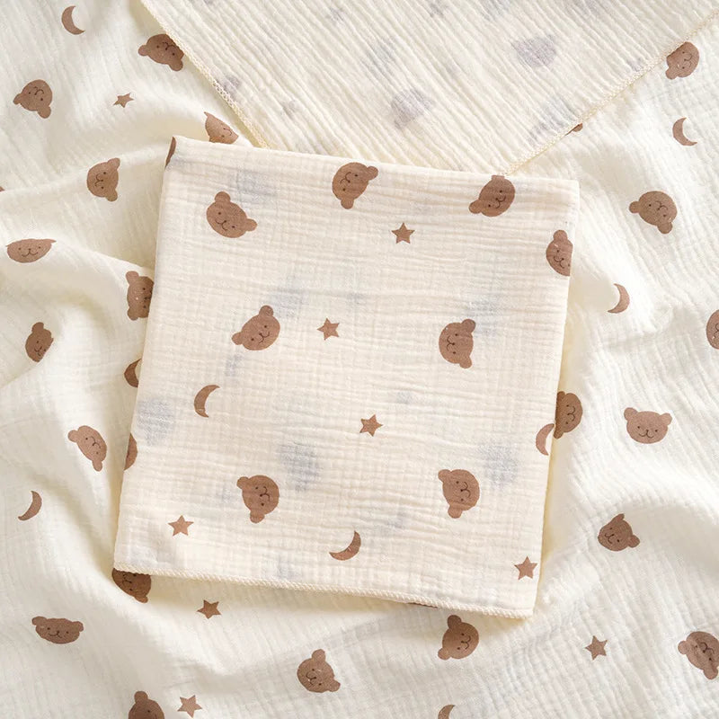 Joy_Cotton Muslin Cute Cartoon Printing Baby Swaddle Blanket