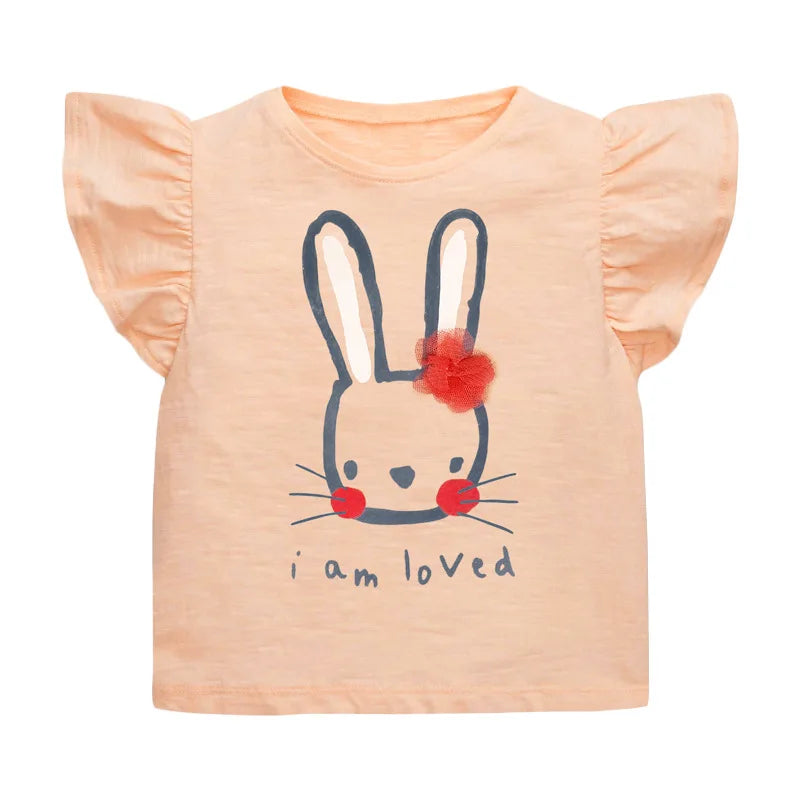 Little one_  Lovely Rabbit Summer Blue Short Sleeves T-shirt