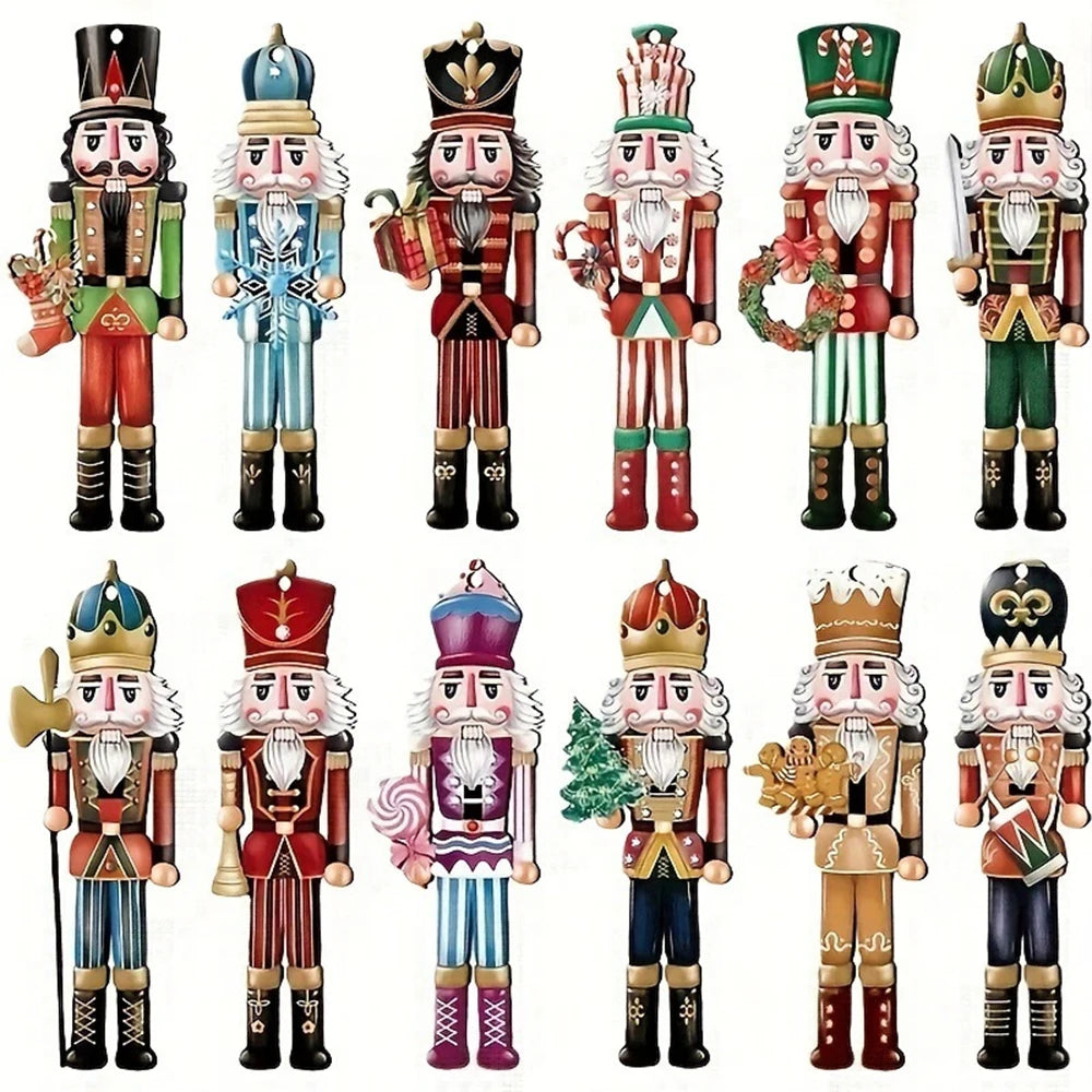 12PCS Nutcracker Wooden Decorative  christmas Set