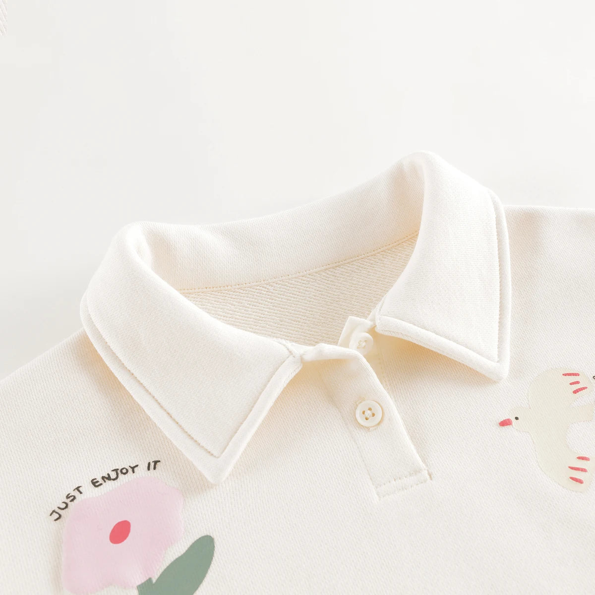 JOY_Girls Fashion and Fun Cartoon Polo Sweatshirt
