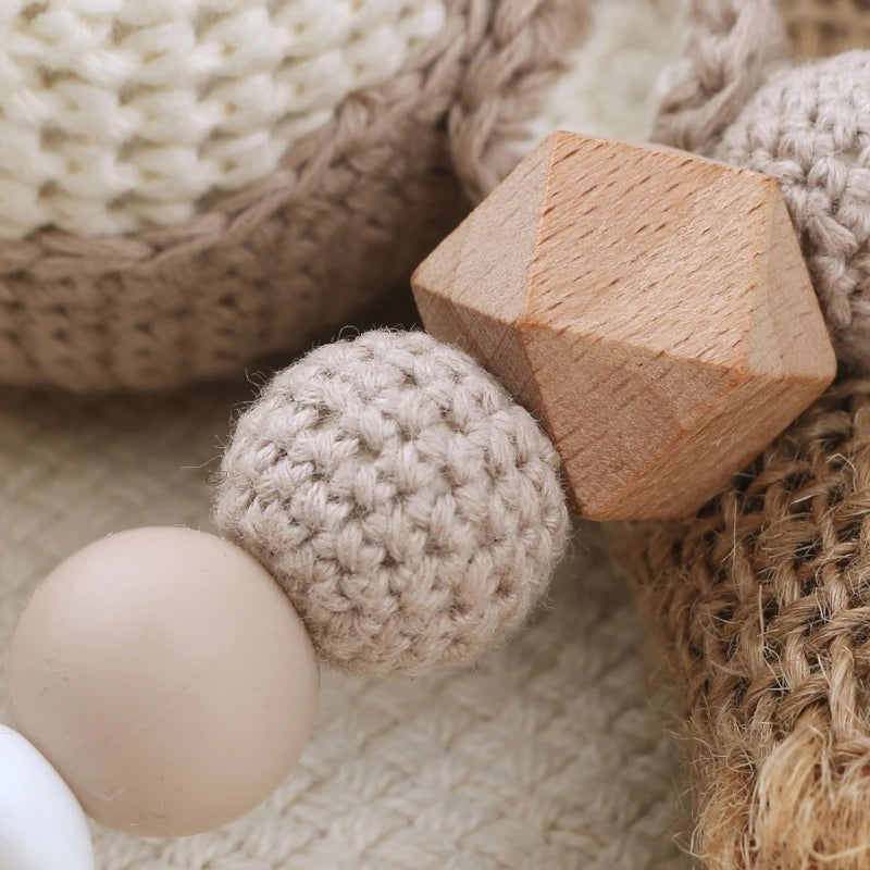 Joy_ Baby Pacifier Clips Teething Bracelets Crochet Elk Soother Holder Chain