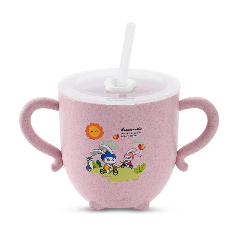 Bird_Baby Learning Water Cup Cartoon Elephant Shape Water Glass Leak-proof Baby Water Cup Bottle With Straws Children's Training Cup