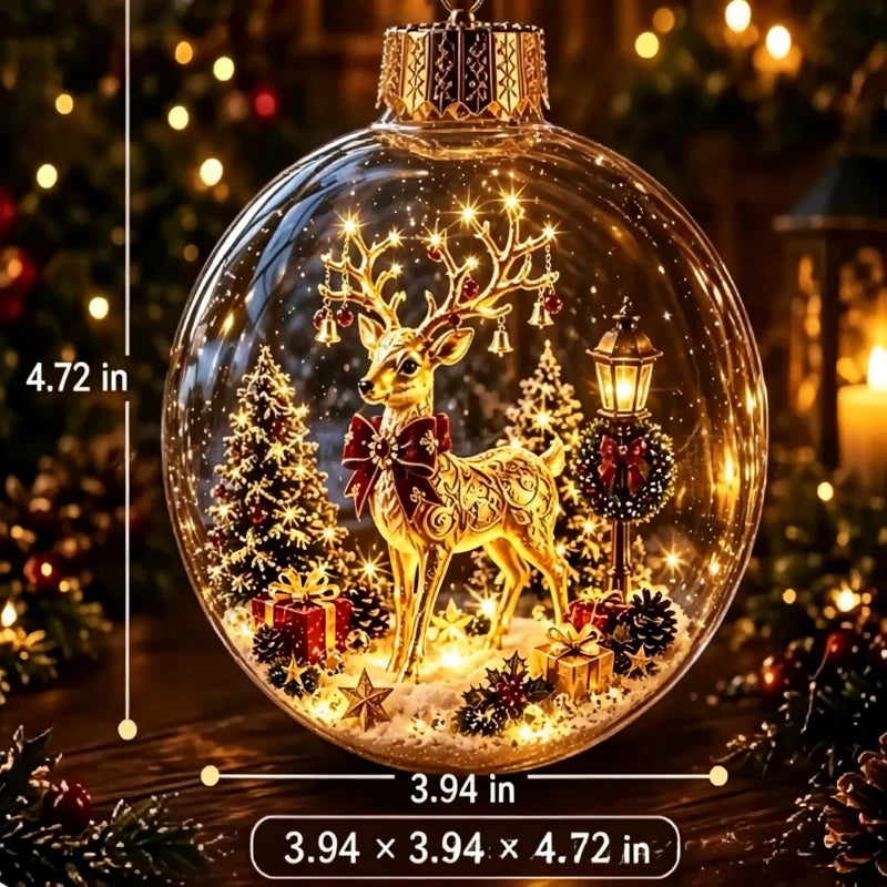 3D Christmas Snow Globe Ornament Xmas Tree Santa Snowman