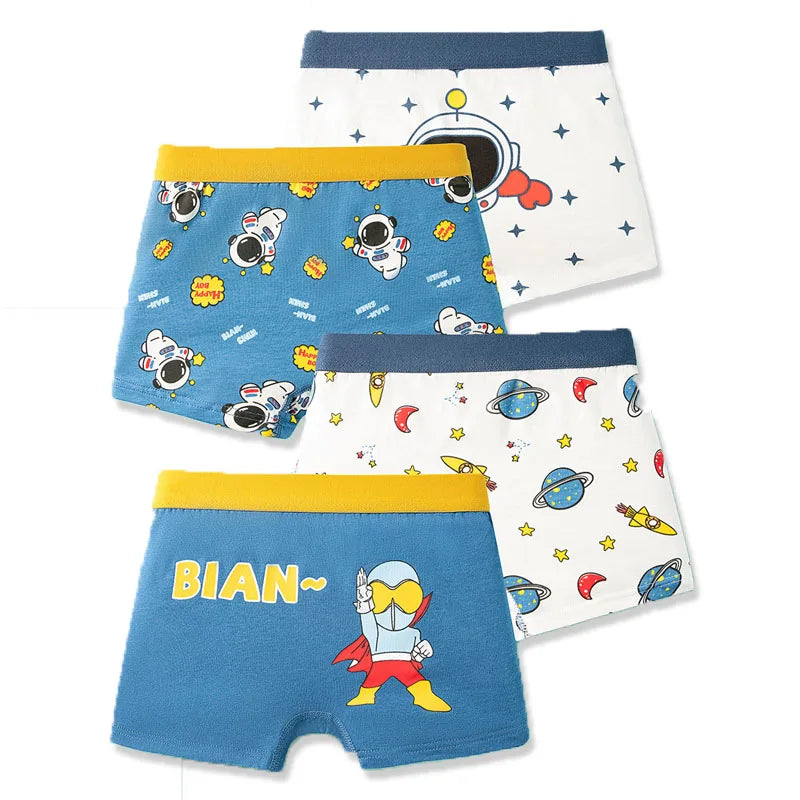 Bird_4 Pcs/Lot Children Panties Cotton Underwear For Boys 3-14 Years