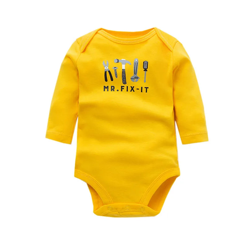 Cartoon Long Sleeve Baby Boy Bodysuits