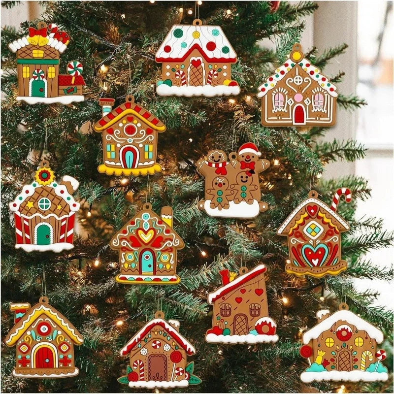 12pcs/set Red and White Wooden Christmas Ball Ornament