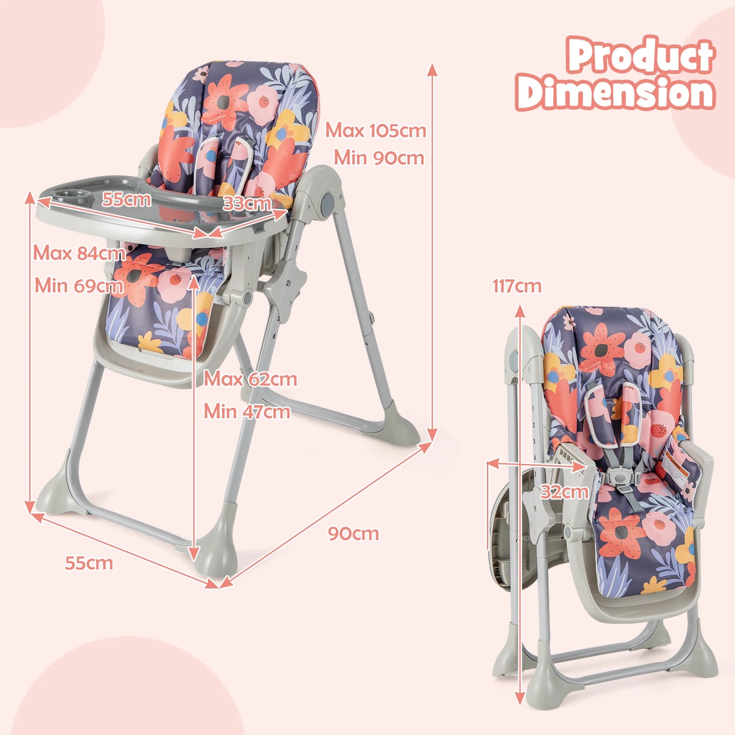 Bird_ Baby Highchair Height Adjustable Feeding Chair