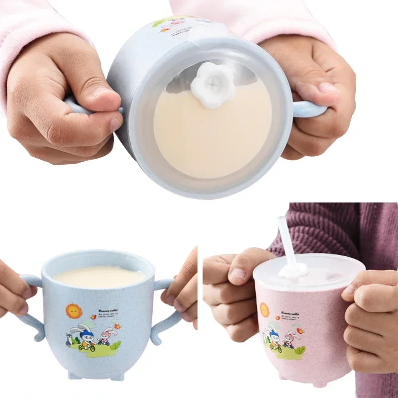 Bird_Baby Learning Water Cup Cartoon Elephant Shape Water Glass Leak-proof Baby Water Cup Bottle With Straws Children's Training Cup