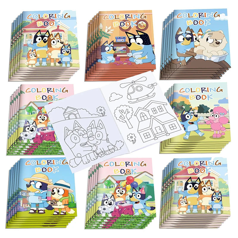 6/12/24pcs Bluey Bingo Anime Figure Coloring Drawing Book