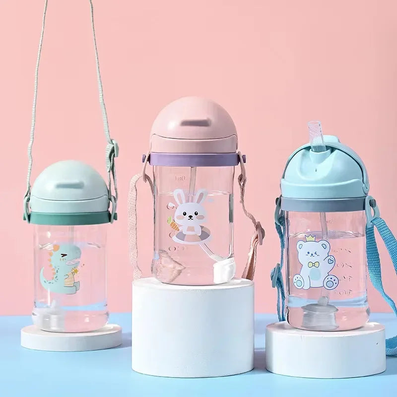 Joy_350ml Baby Bottles Drinking Cup Feeding Bottle with Straw Gravity Ball Wide-Caliber Kids Drinking Milk Water Dual-Use Bottle