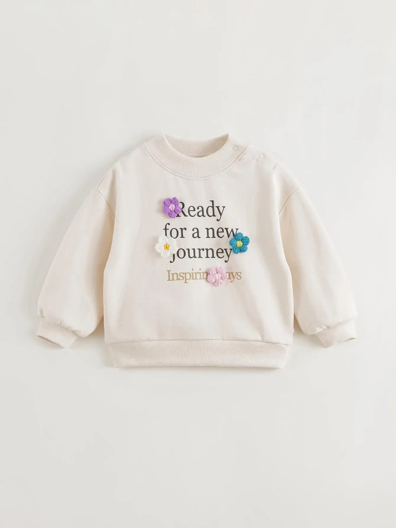 MARY_ Girls 3D Flower Loose Long Sleeve Sweatshirt