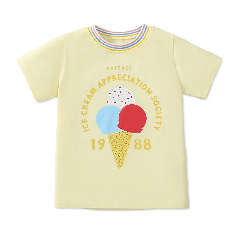 Little one_ Baby Girls Children's Clothing  Summer Clothes Toddler Lotus Leaf SleeveCartoon Ballet T Shirts