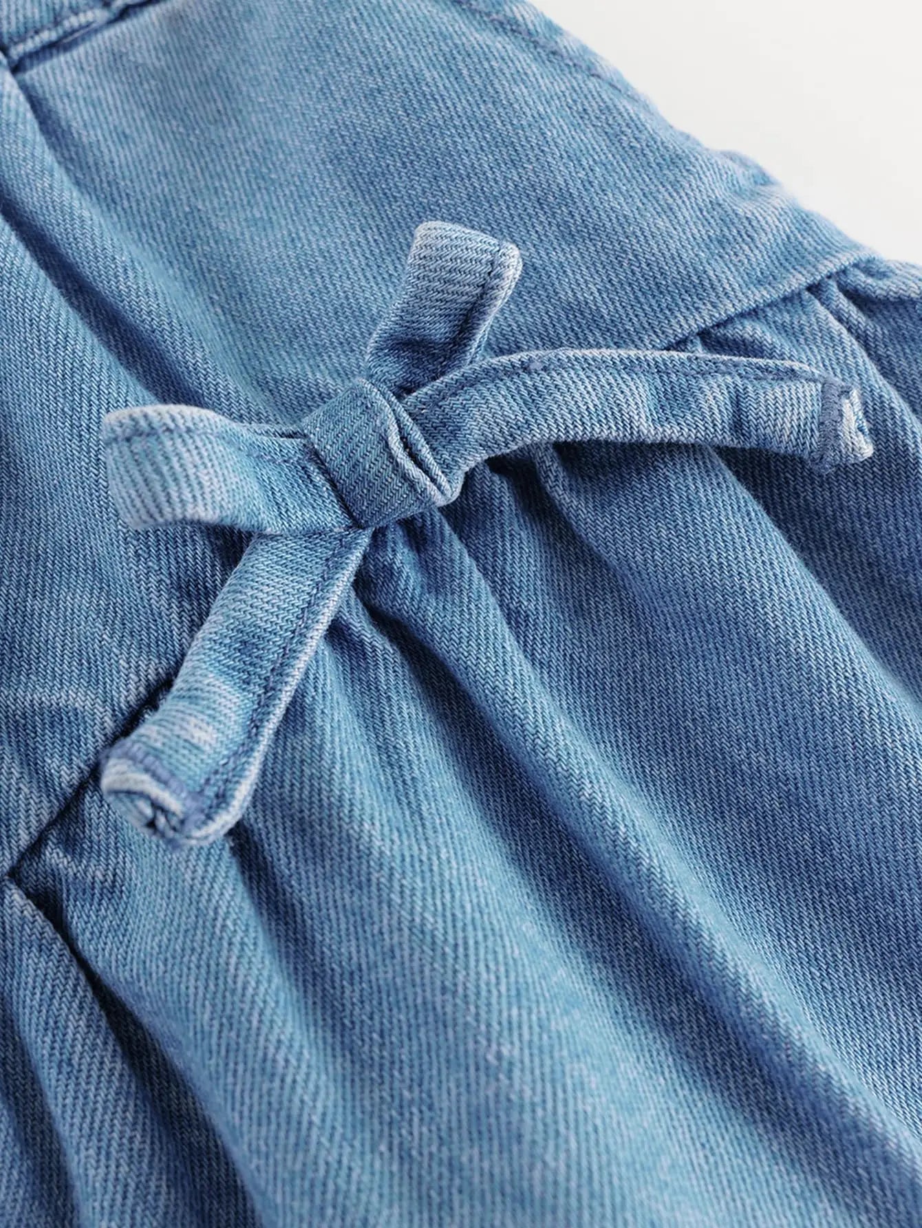 Bird_ Girls Sweet Bow Denim Skirts For Summer