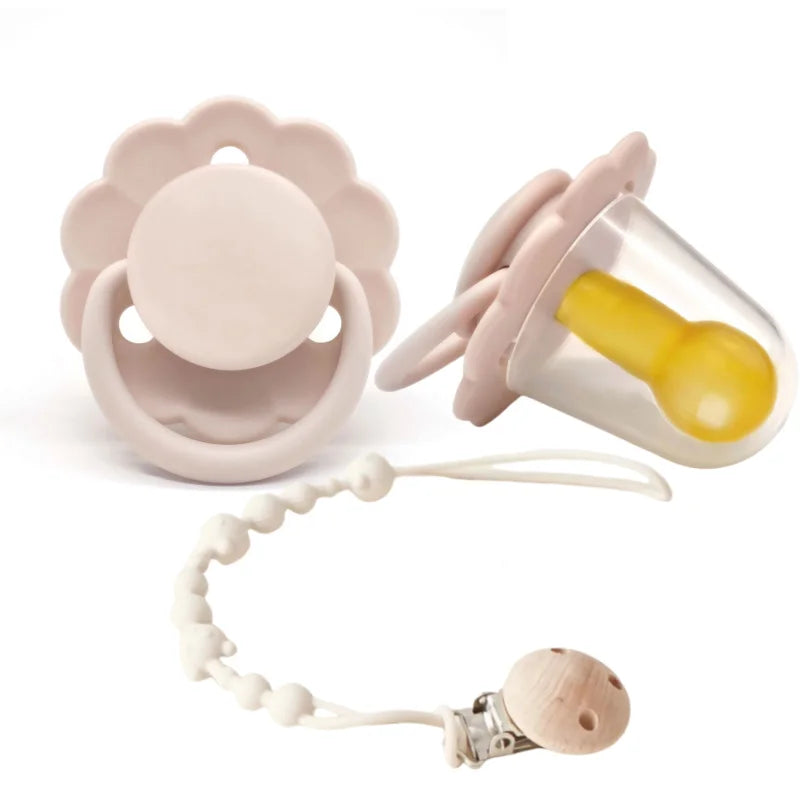 Little one
0-36 months macaron color baby silicone pacifier + pacifier chain