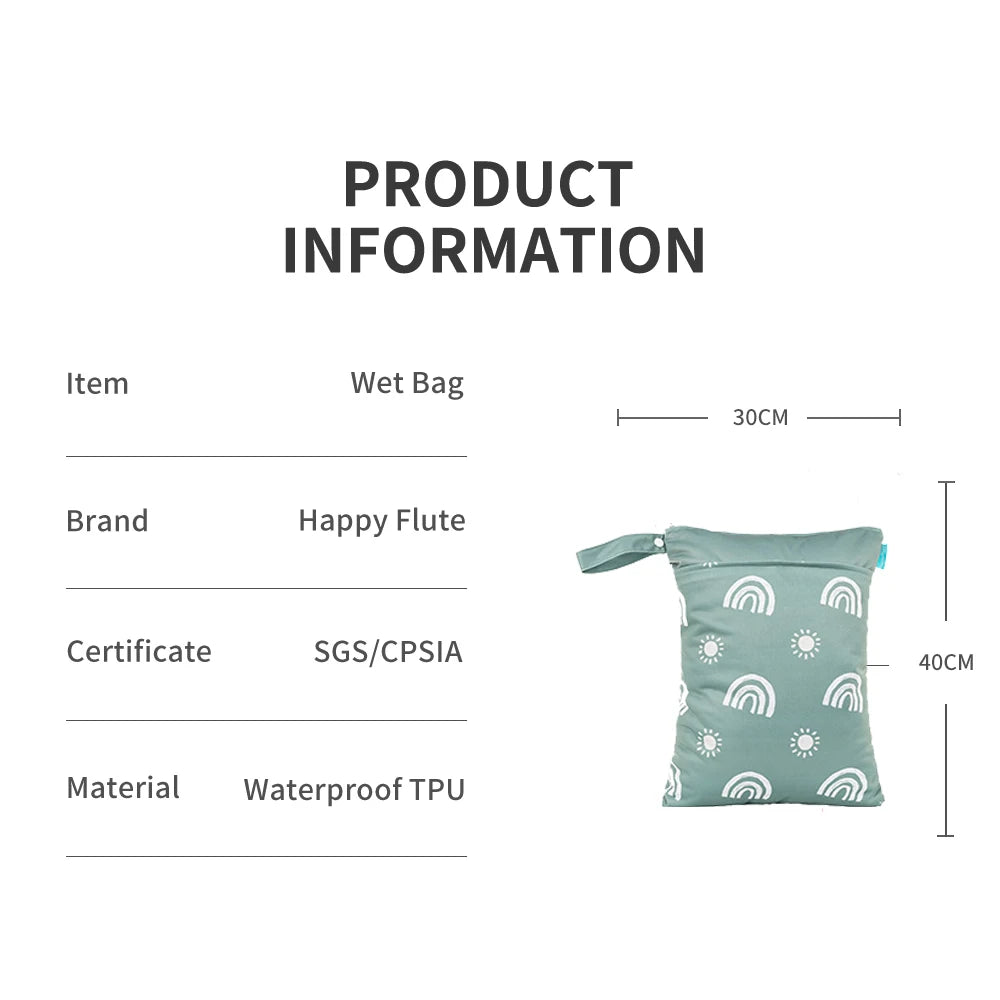 LITTLE ONE_ Wetbag For Baby Diapers Nappies Waterproof Reusable Diaper Bag With Two Zipper 30cmx40cm