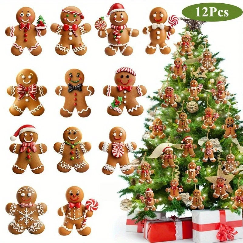 12pcs/set Red and White Wooden Christmas Ball Ornament
