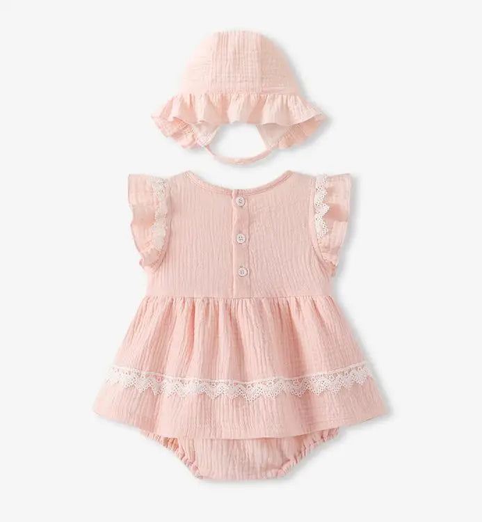 Baby Girl Lace Romper with hat