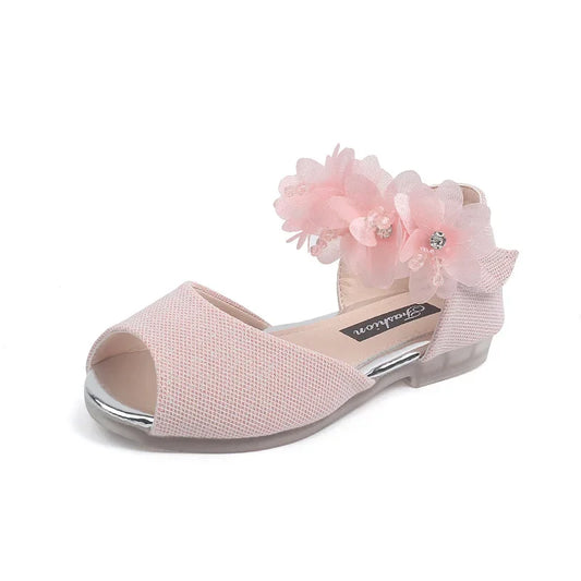 Bird_Girls Rhinestone Flower Shoes Low Heel Flower Wedding Party Dress Pump Shoes