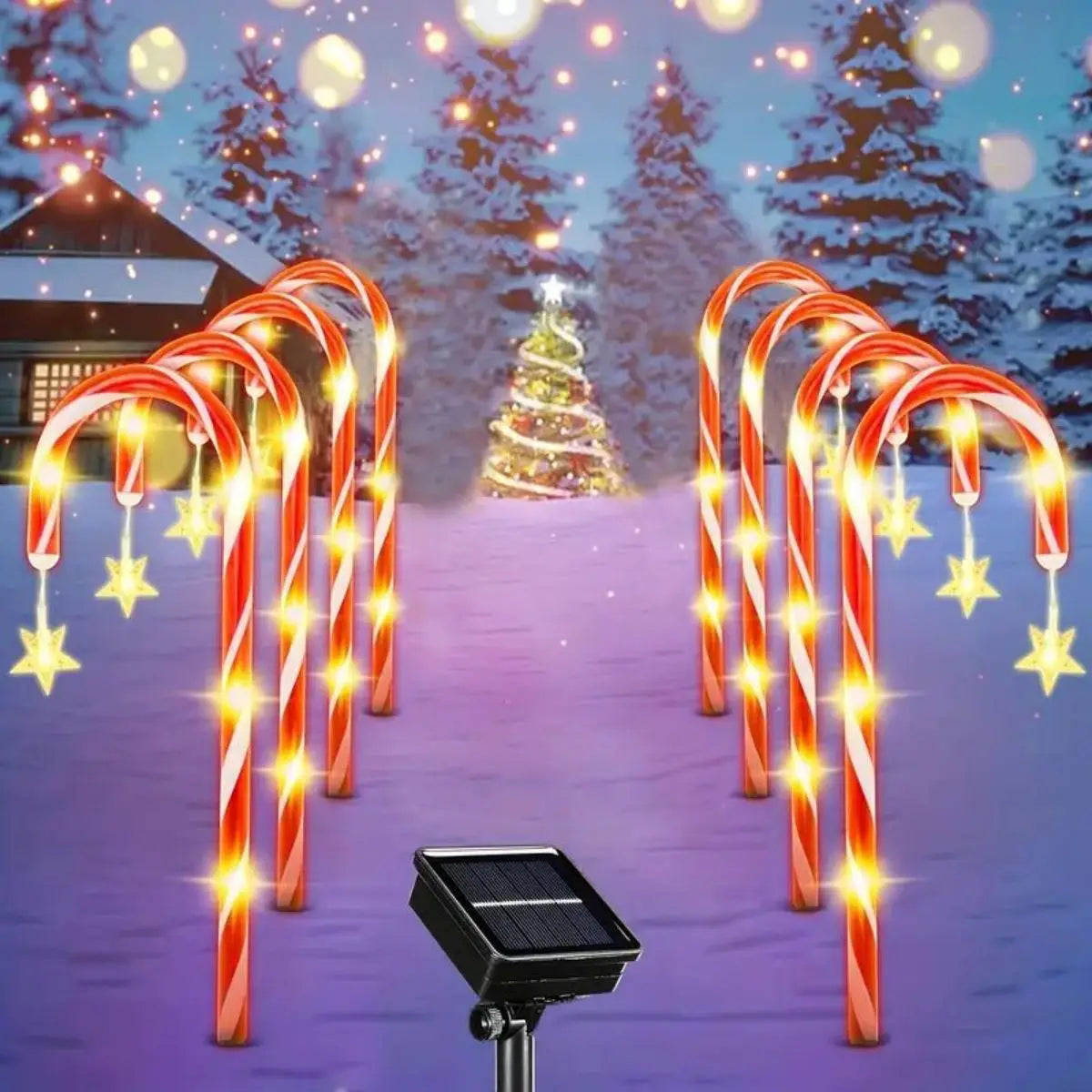 8pcs/set solar powered garden cane lights for christmas