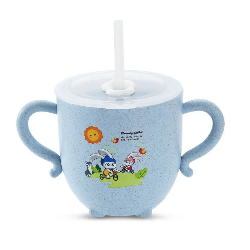 Bird_Baby Learning Water Cup Cartoon Elephant Shape Water Glass Leak-proof Baby Water Cup Bottle With Straws Children's Training Cup