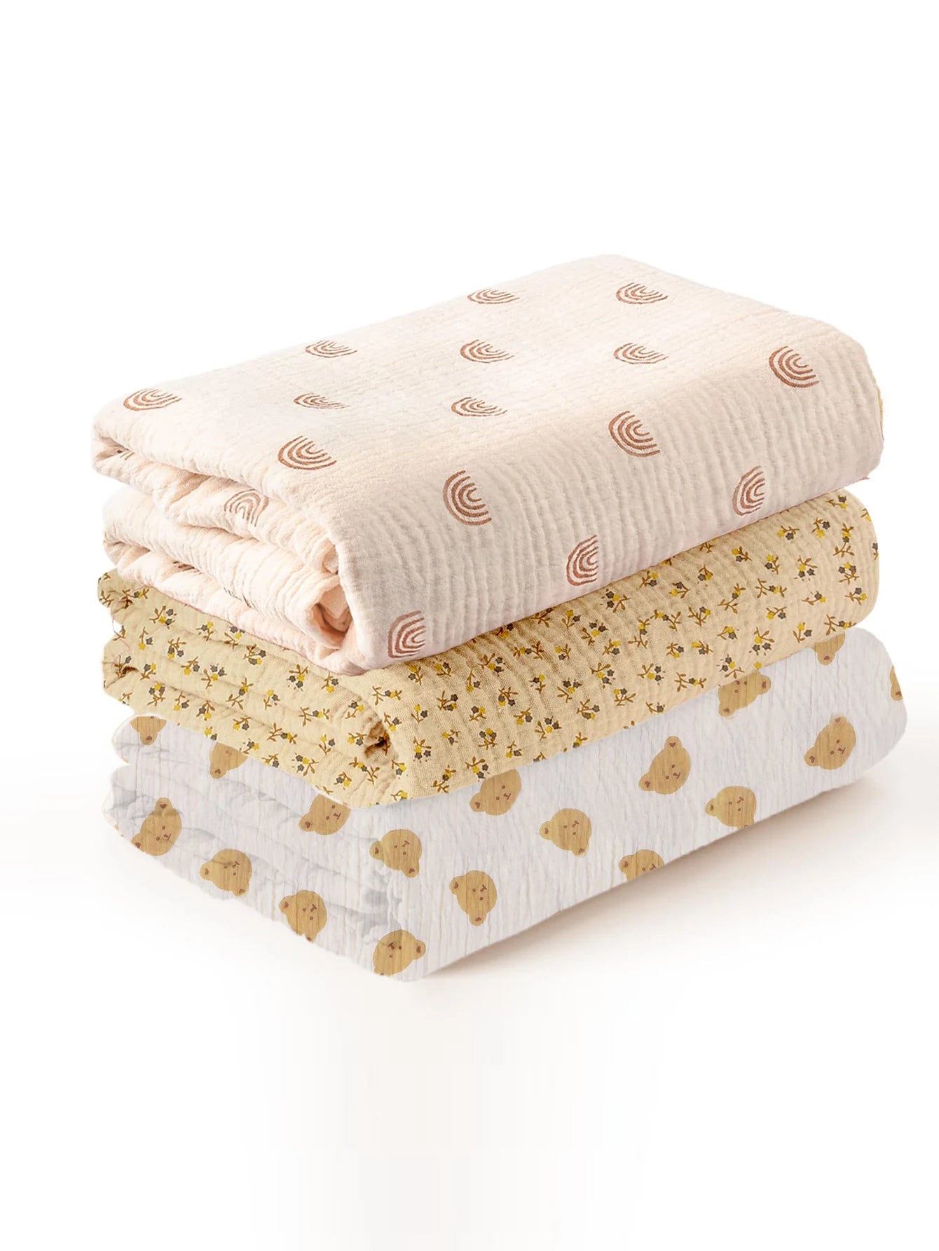 Bird_3PCS/set Soft Breathable Newborn Baby Receiving Blanket