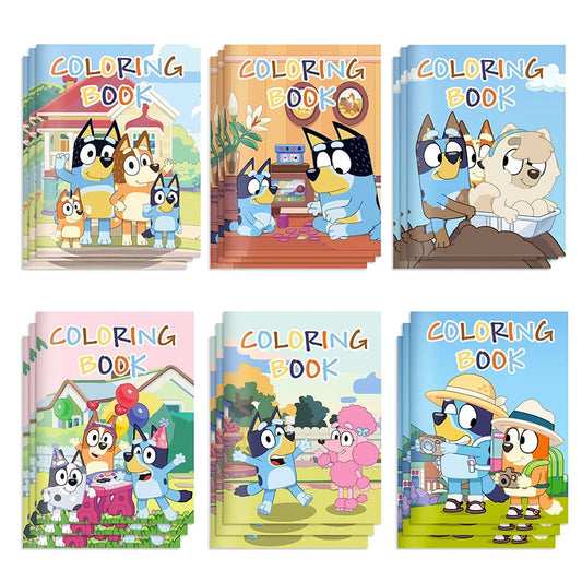 6/12/24pcs Bluey Bingo Anime Figure Coloring Drawing Book
