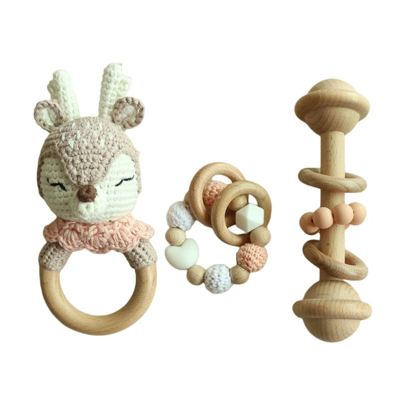Joy_ Baby Pacifier Clips Teething Bracelets Crochet Elk Soother Holder Chain