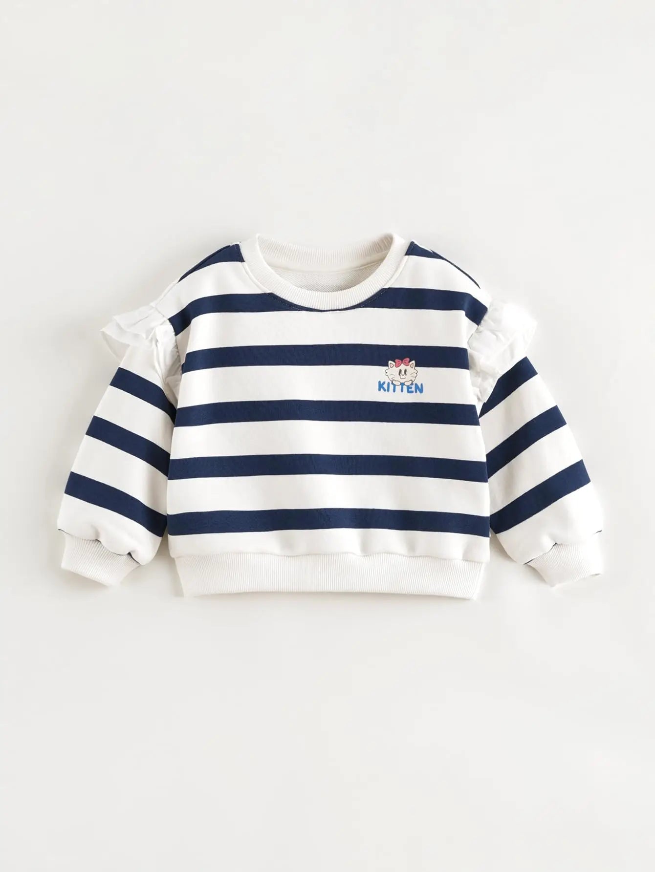 JOY_ Girls Fashions Sweet Lace Sleeve Soft Stretchy Stripe Sweatshirt