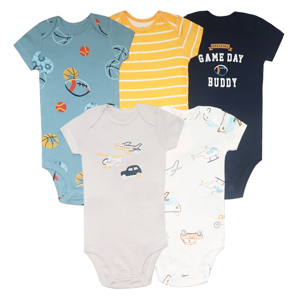 5PCS/Lot Baby Boys& Girls Bodysuits 100% Cotton