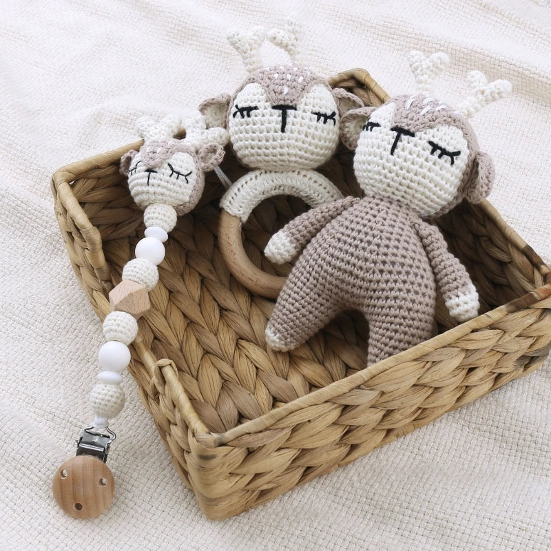 Joy_ Baby Pacifier Clips Teething Bracelets Crochet Elk Soother Holder Chain